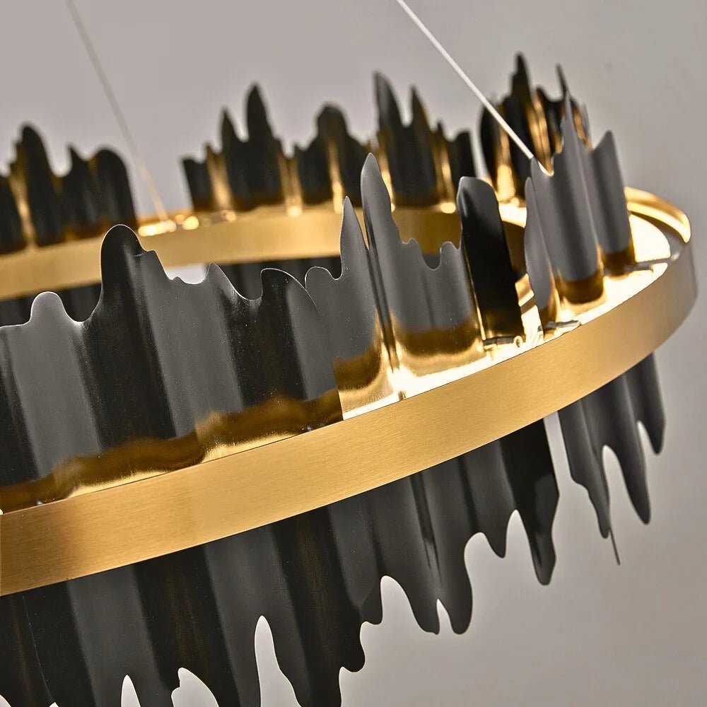 Aurion Black & Gold Circular Chandelier – Modern Luxury Lighting