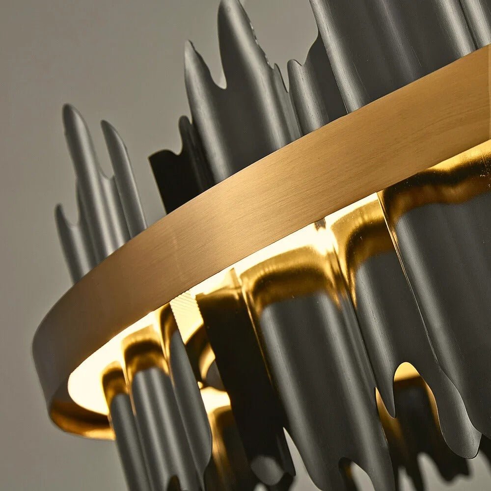 Aurion Black & Gold Circular Chandelier – Modern Luxury Lighting