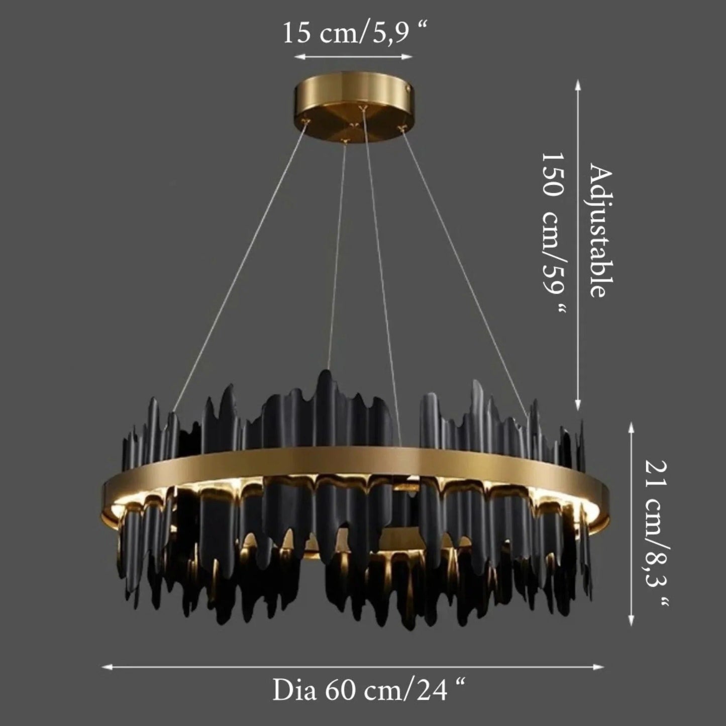 Aurion Black & Gold Circular Chandelier – Modern Luxury Lighting
