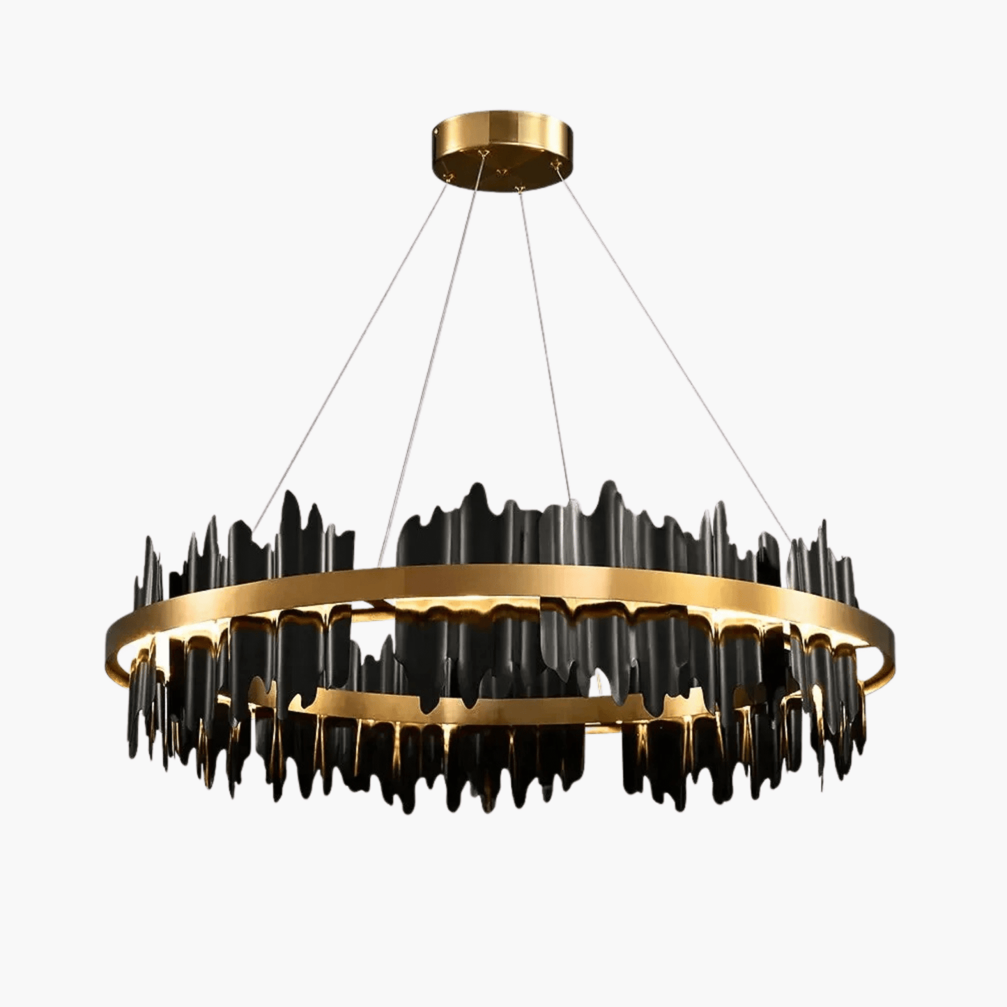Aurion Black & Gold Circular Chandelier – Modern Luxury Lighting