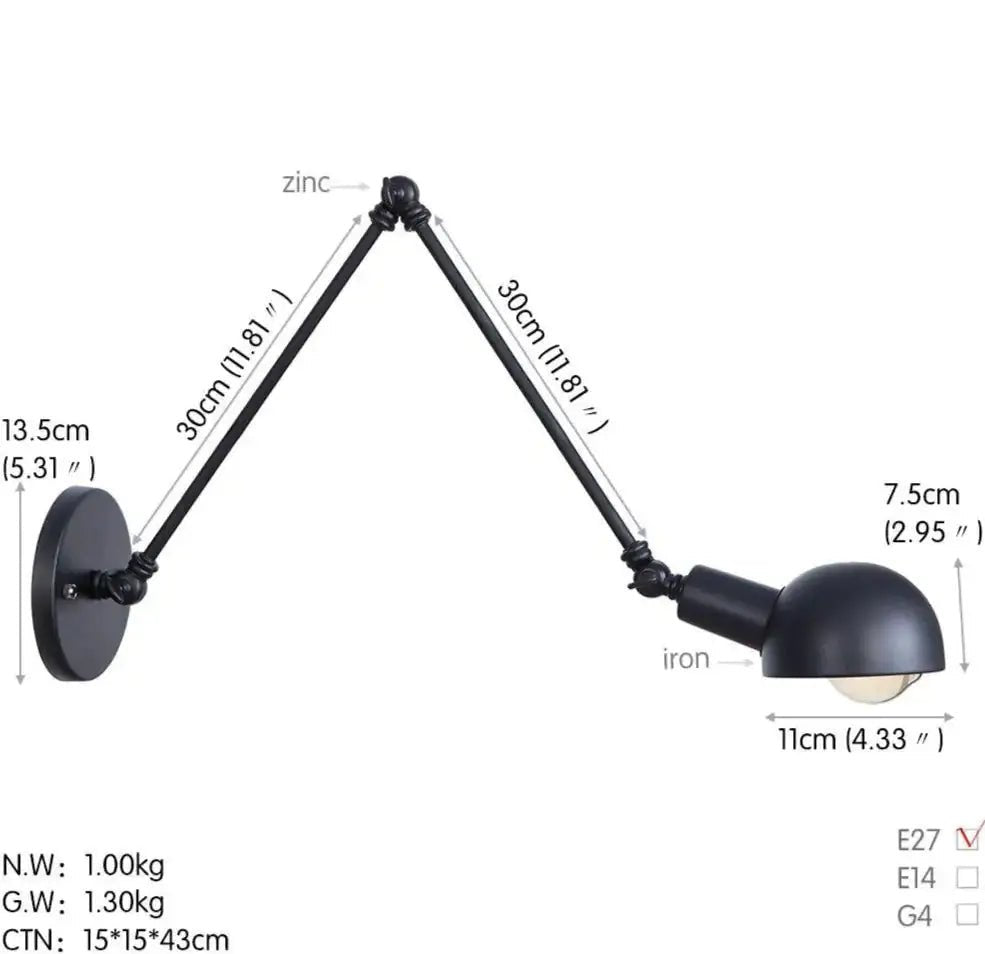 Extendable Industrial Wall Lamp - goldenlumen