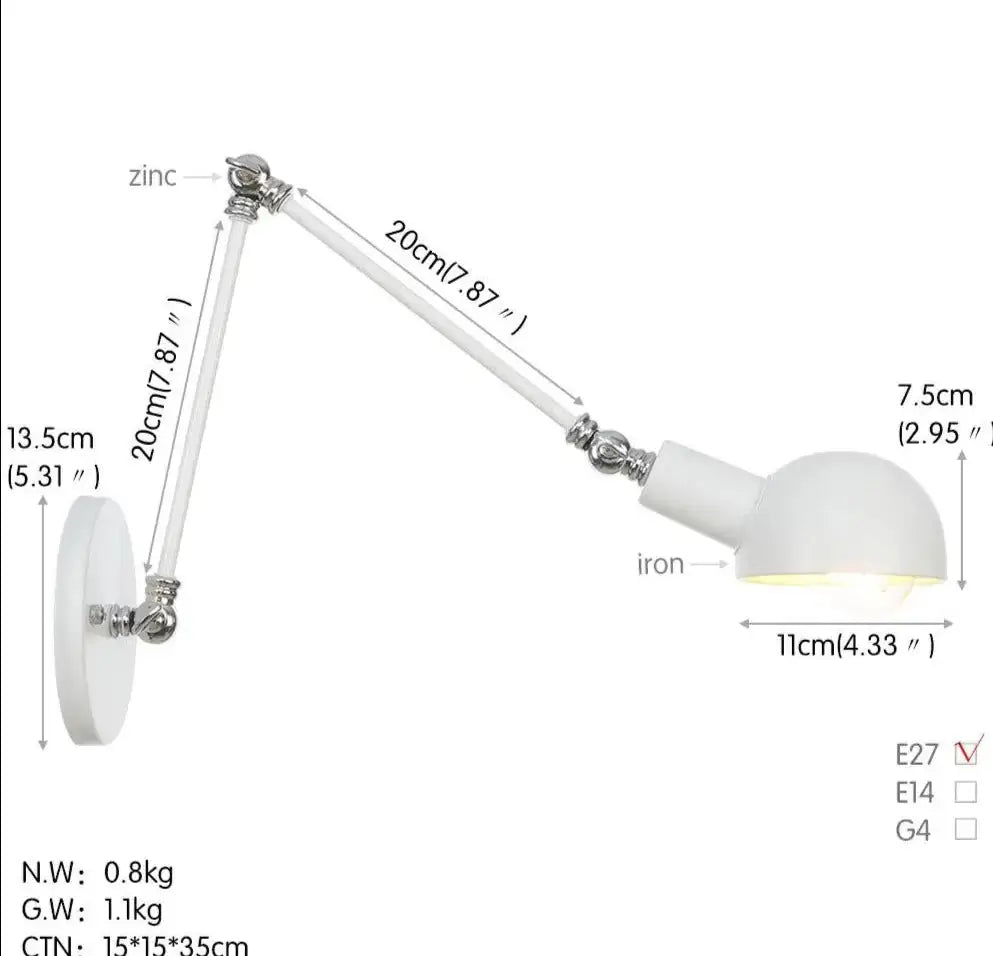 Extendable Industrial Wall Lamp - goldenlumen