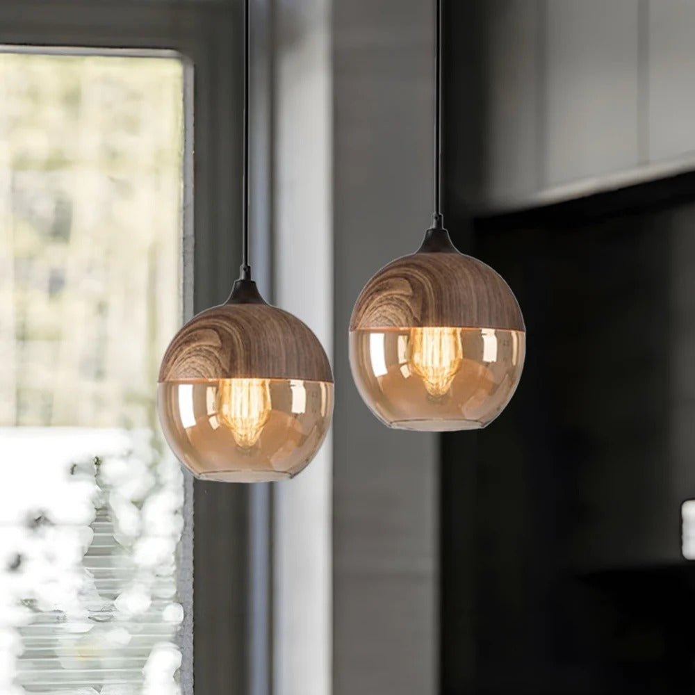 Auren Pendant Collection – Amber Glass Pendant Lights