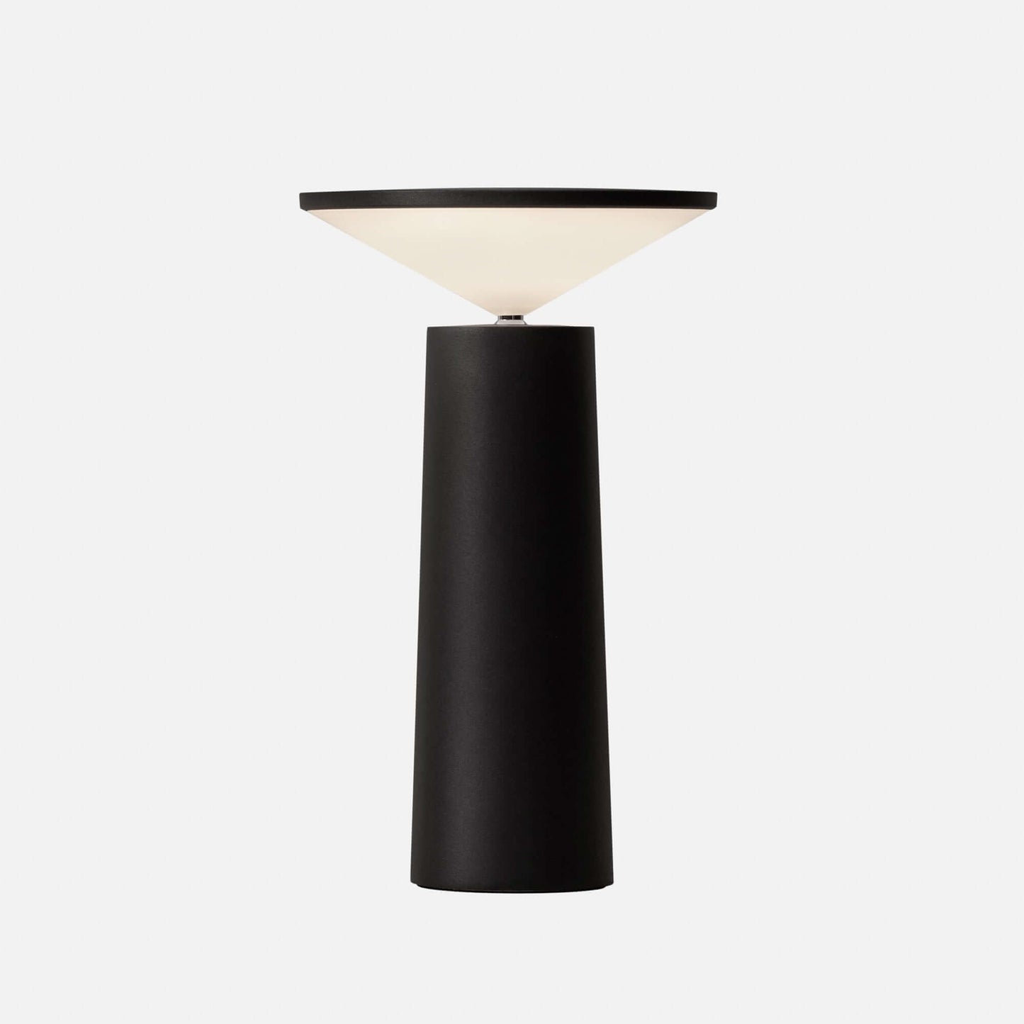 Rivo cordless table lamp featuring modern sculptural design in black with adjustable head and ambient light.