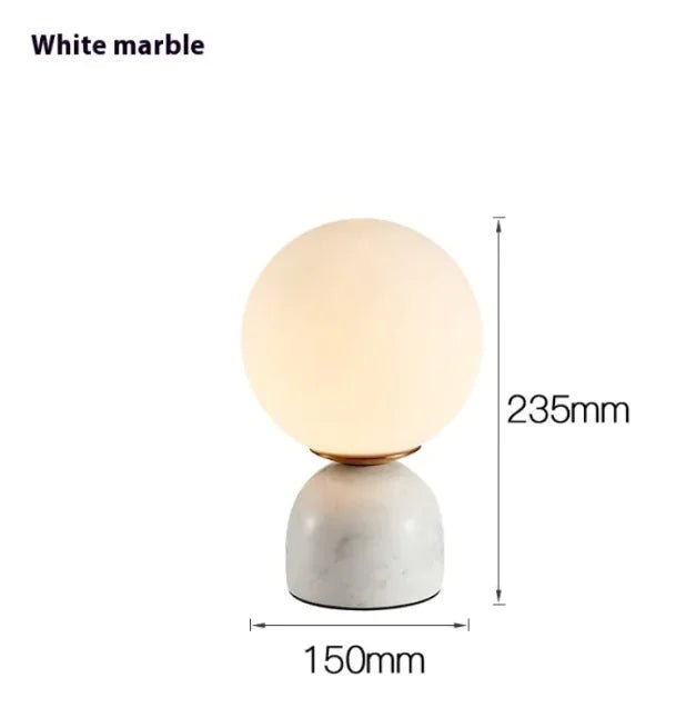 Marblis Sphere Table Lamp – Frosted Glass Dome with Marble Base