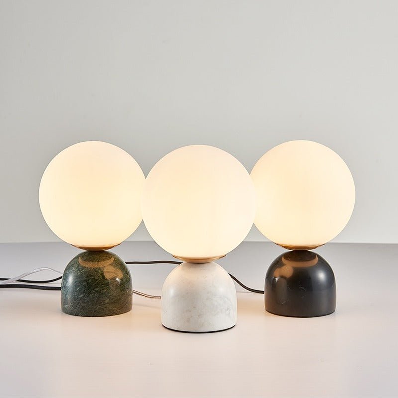 Marblis Sphere Table Lamp – Frosted Glass Dome with Marble Base