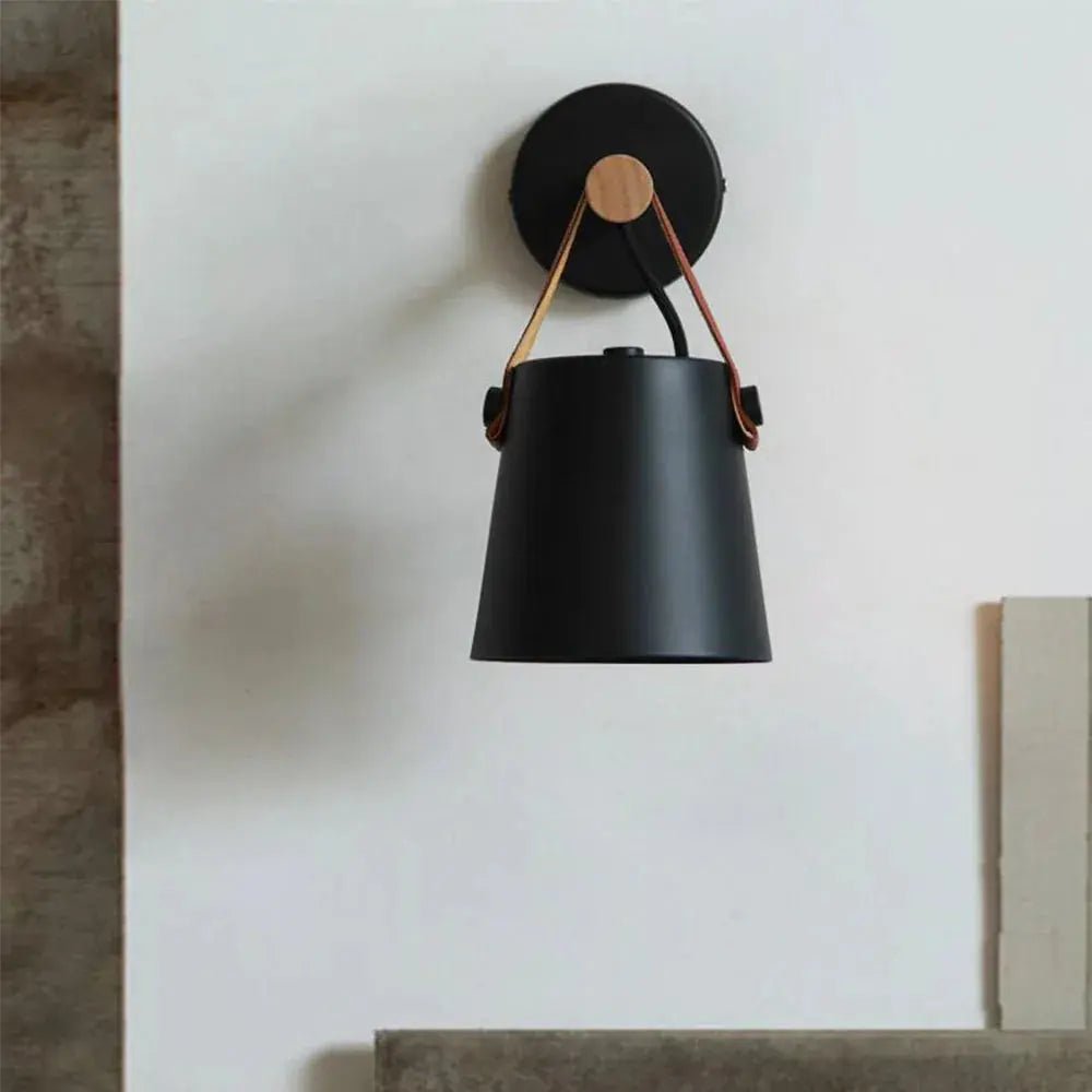 Scandinavian Wood & Leather Wall Sconce - goldenlumen