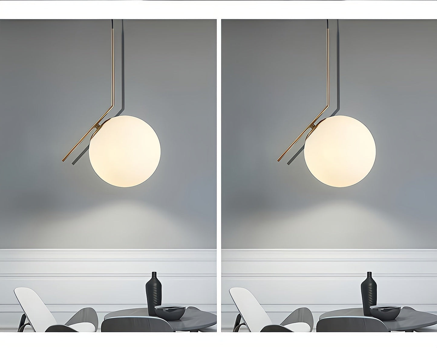 Modern pendant light fixture on a neutral background