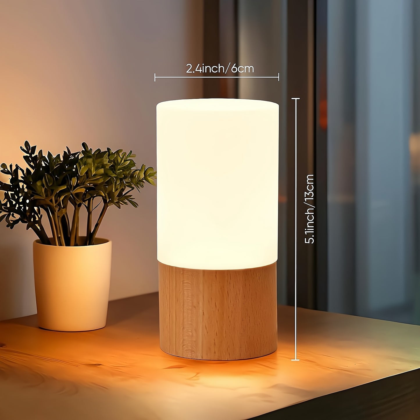 Elegant Cylinder Solid Wood Night Lamp