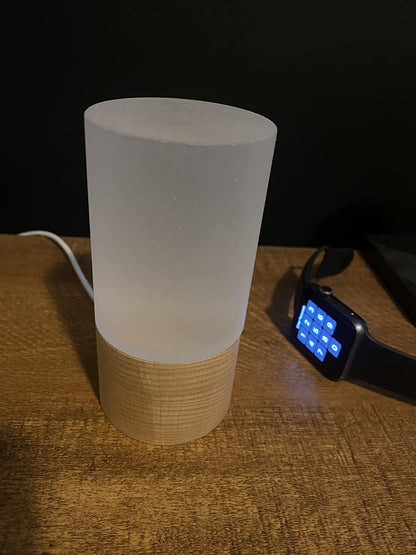 Elegant Cylinder Solid Wood Night Lamp