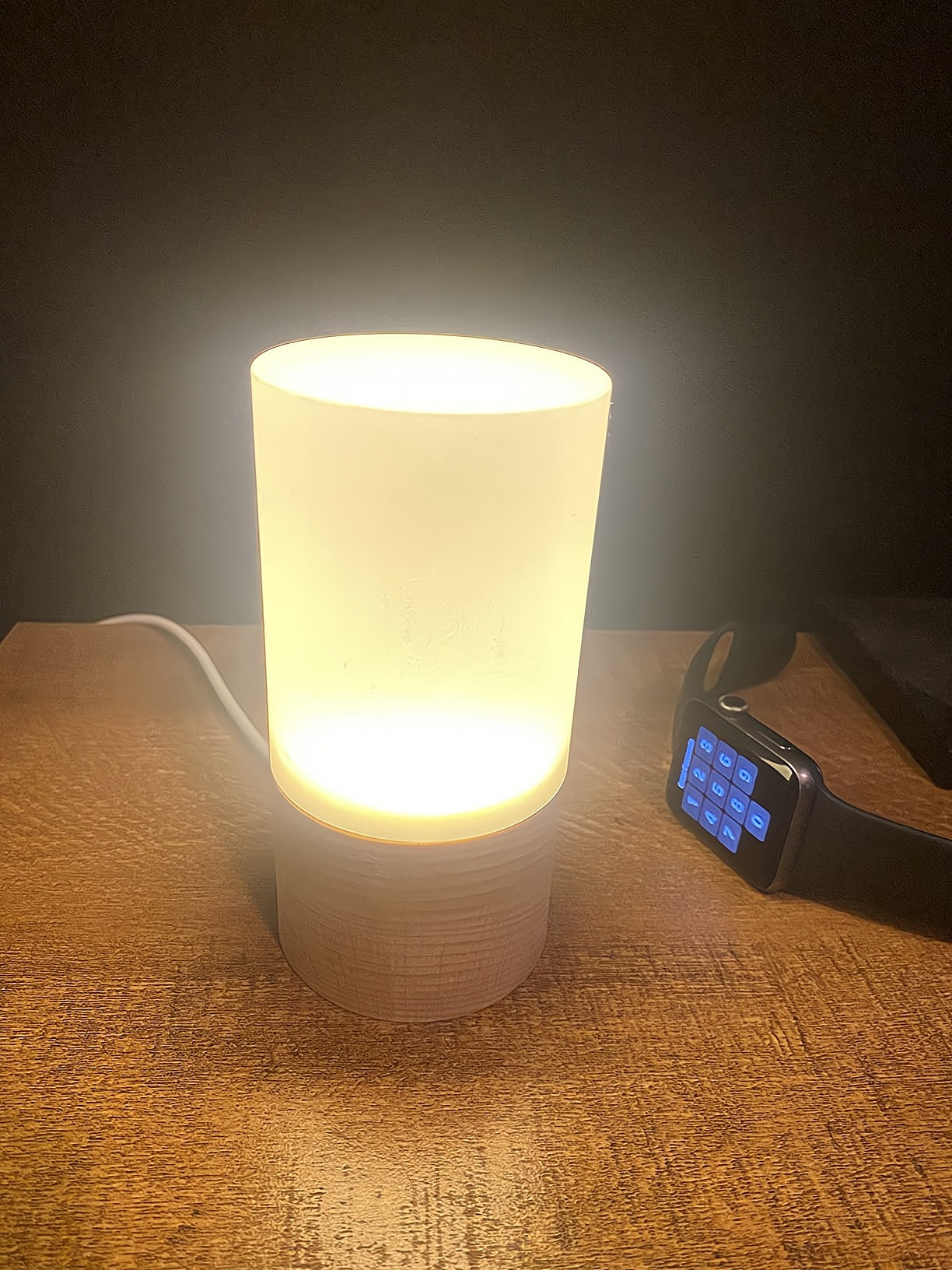 Elegant Cylinder Solid Wood Night Lamp