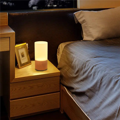 Elegant Cylinder Solid Wood Night Lamp