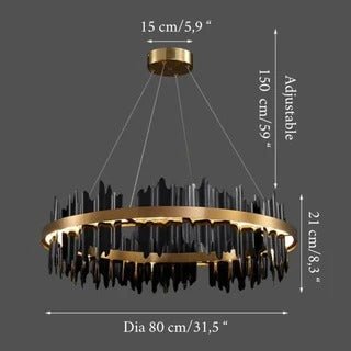 Aurion Black & Gold Circular Chandelier – Modern Luxury Lighting