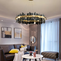 Aurion Black & Gold Circular Chandelier – Modern Luxury Lighting