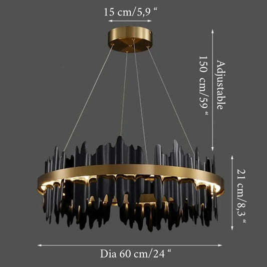 Aurion Black & Gold Circular Chandelier – Modern Luxury Lighting