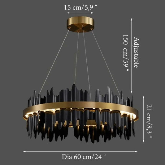 Aurion Black & Gold Circular Chandelier – Modern Luxury Lighting