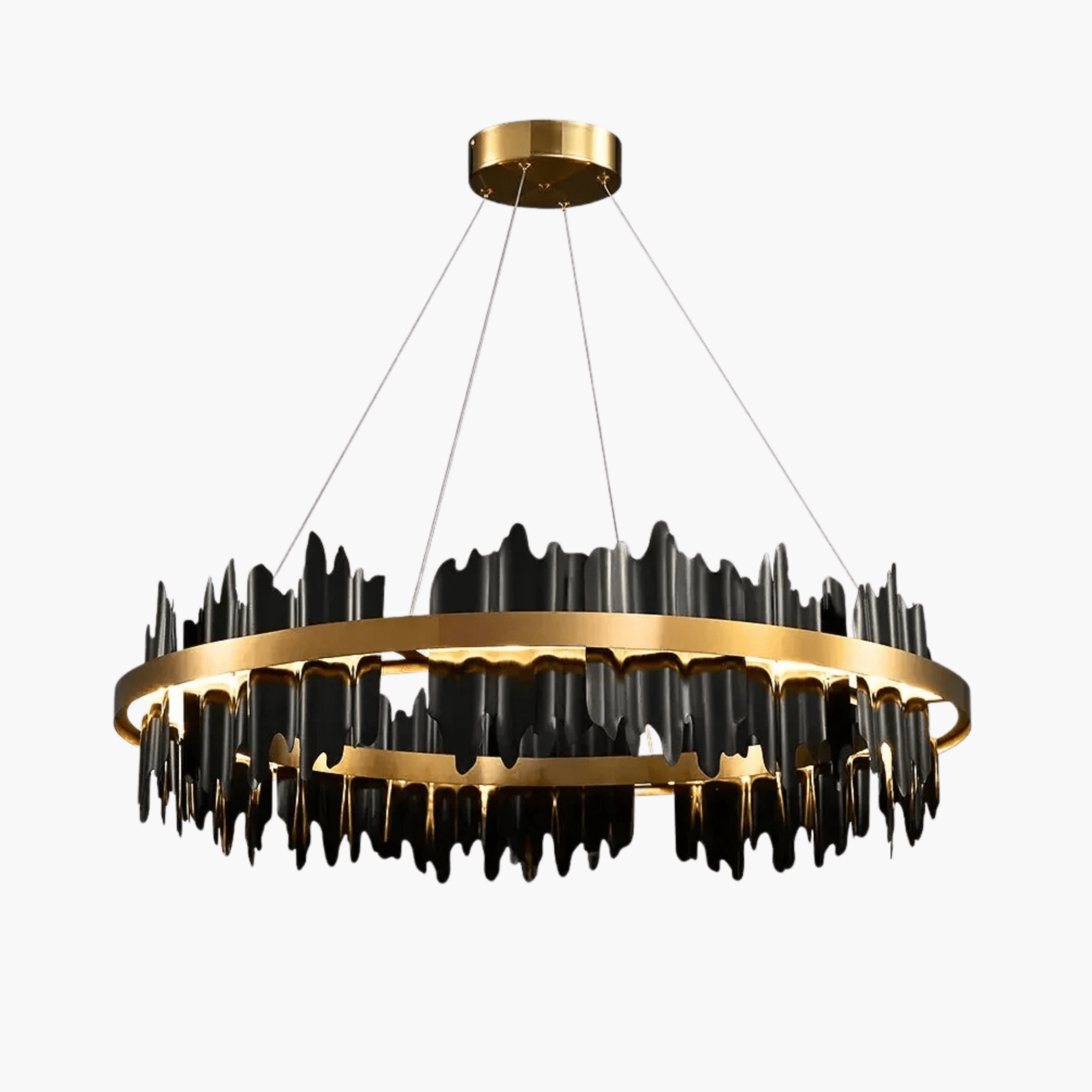 Aurion Black & Gold Circular Chandelier – Modern Luxury Lighting