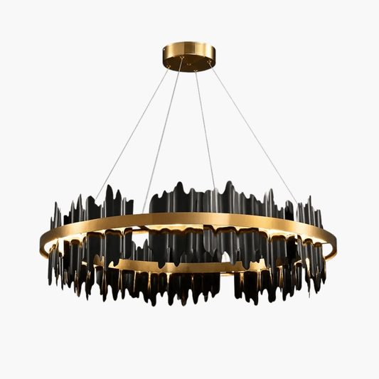Aurion Black & Gold Circular Chandelier – Modern Luxury Lighting
