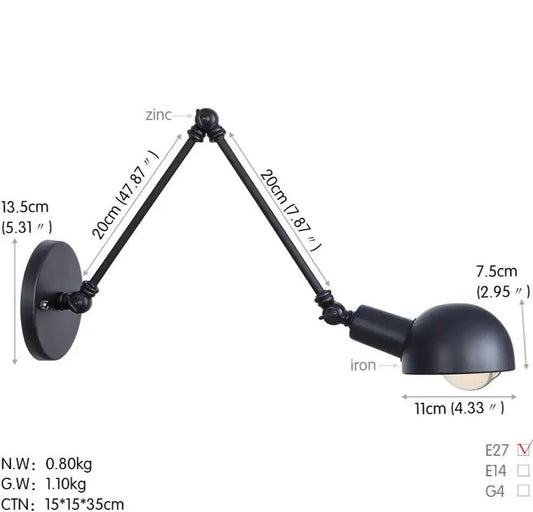 Extendable Industrial Wall Lamp - goldenlumen