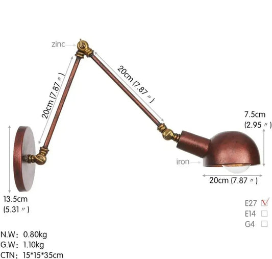 Extendable Industrial Wall Lamp - goldenlumen