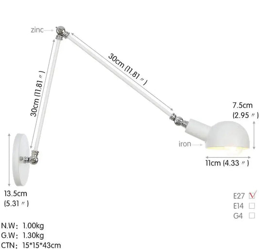 Extendable Industrial Wall Lamp - goldenlumen