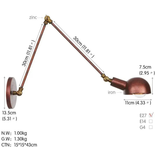 Extendable Industrial Wall Lamp - goldenlumen