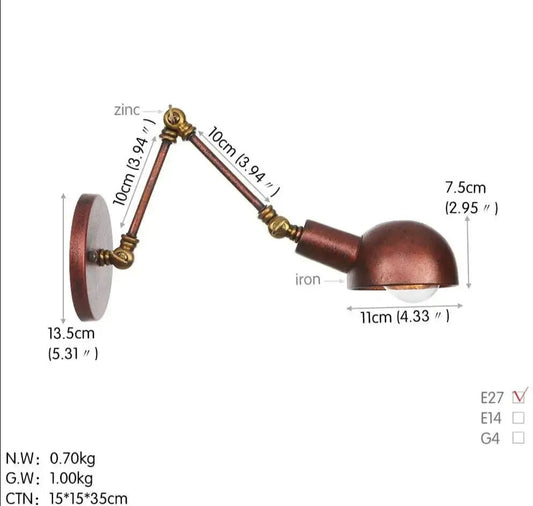 Extendable Industrial Wall Lamp - goldenlumen
