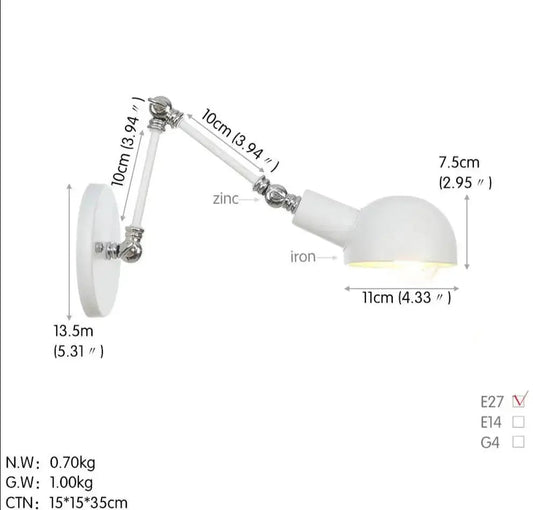 Extendable Industrial Wall Lamp - goldenlumen