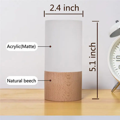 Elegant Cylinder Solid Wood Night Lamp
