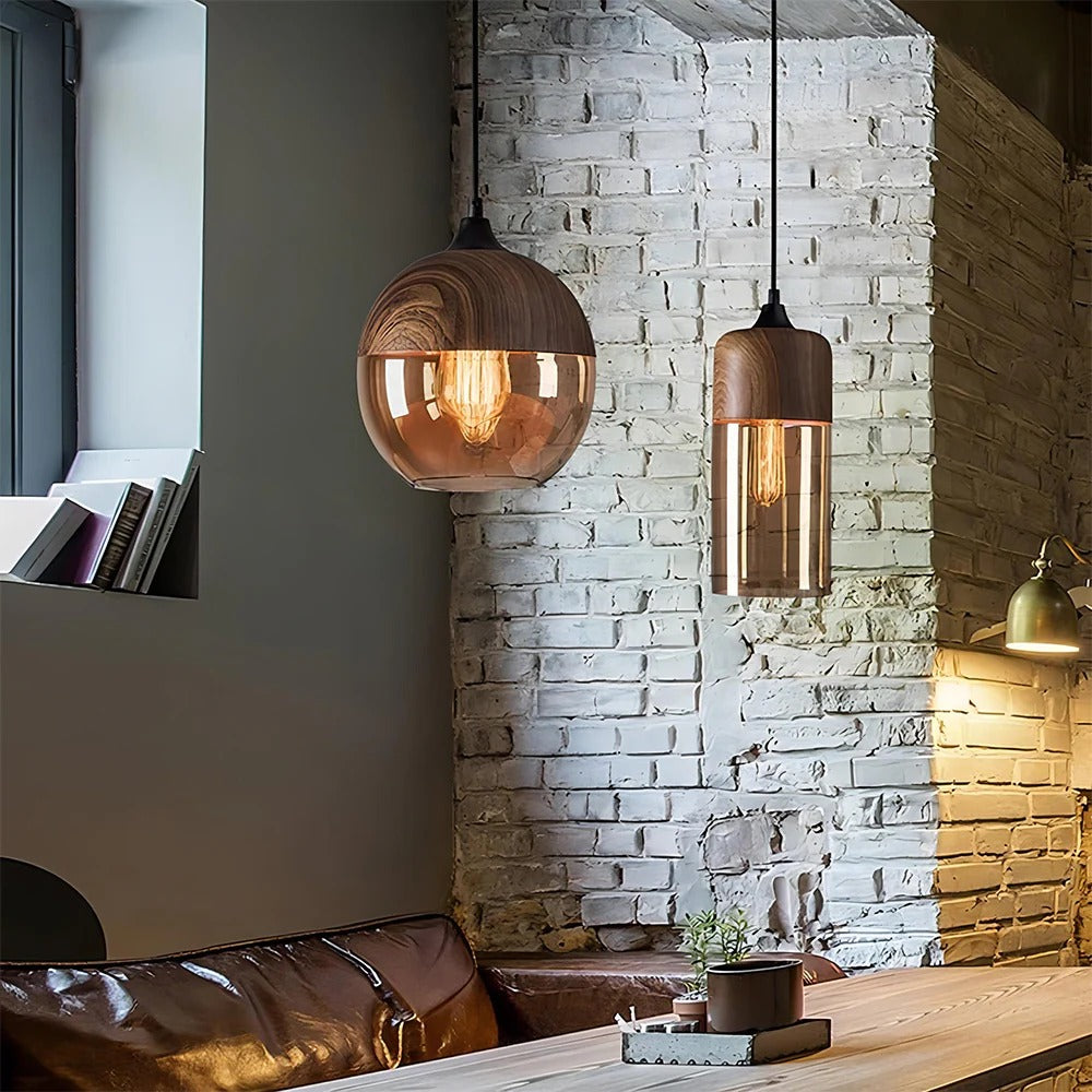 Auren Pendant Collection – Amber Glass Pendant Lights