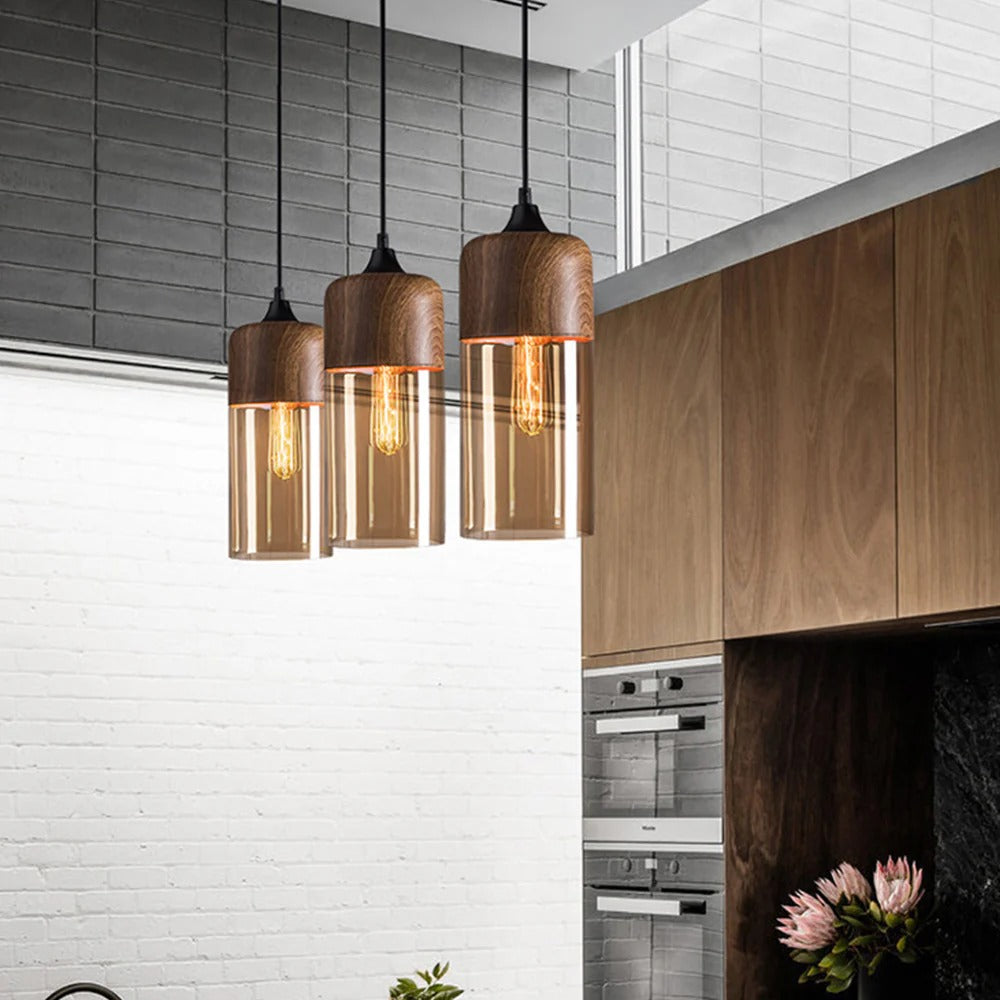 Auren Pendant Collection – Amber Glass Pendant Lights