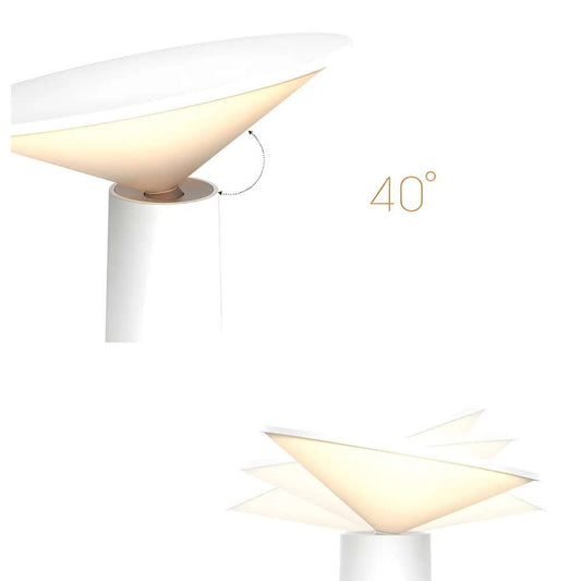 Rivo cordless table lamp showcasing a 40° adjustable head for directed illumination.