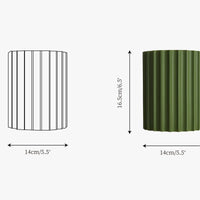 Dimensions of a cylindrical green object on a white background
