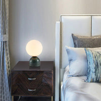 Marblis Sphere Table Lamp – Frosted Glass Dome with Marble Base