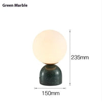 Marblis Sphere Table Lamp – Frosted Glass Dome with Marble Base