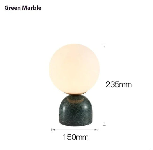 Marblis Sphere Table Lamp – Frosted Glass Dome with Marble Base