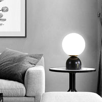Marblis Sphere Table Lamp – Frosted Glass Dome with Marble Base