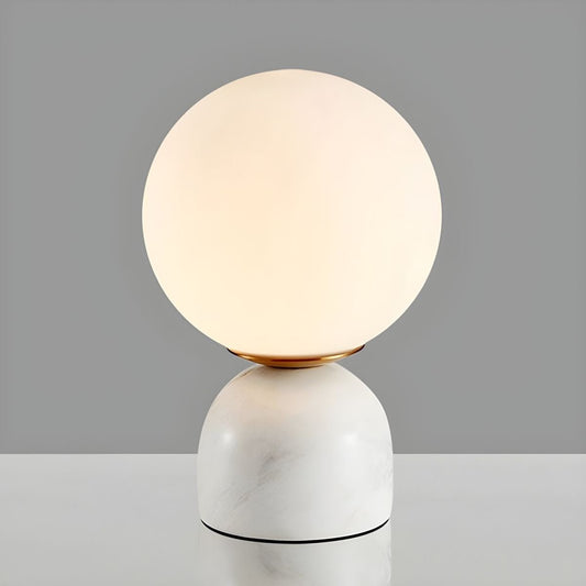 Marblis Sphere Table Lamp – Frosted Glass Dome with Marble Base