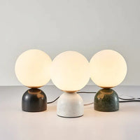 Marblis Sphere Table Lamp – Frosted Glass Dome with Marble Base