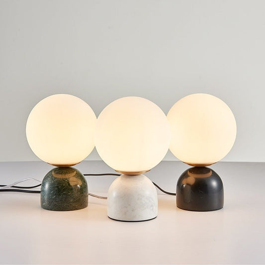 Marblis Sphere Table Lamp – Frosted Glass Dome with Marble Base