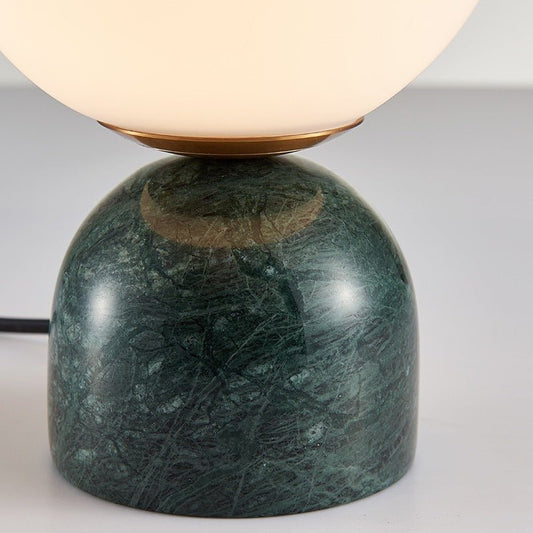 Marblis Sphere Table Lamp – Frosted Glass Dome with Marble Base