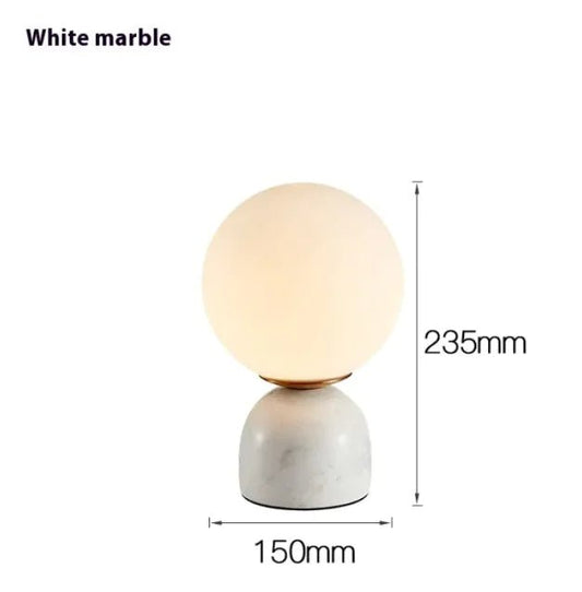 Marblis Sphere Table Lamp – Frosted Glass Dome with Marble Base
