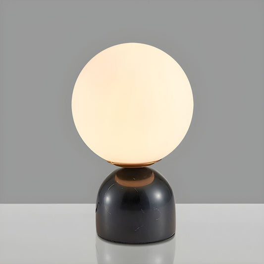 Marblis Sphere Table Lamp – Frosted Glass Dome with Marble Base
