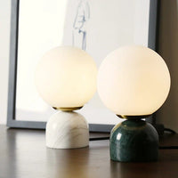 Marblis Sphere Table Lamp – Frosted Glass Dome with Marble Base