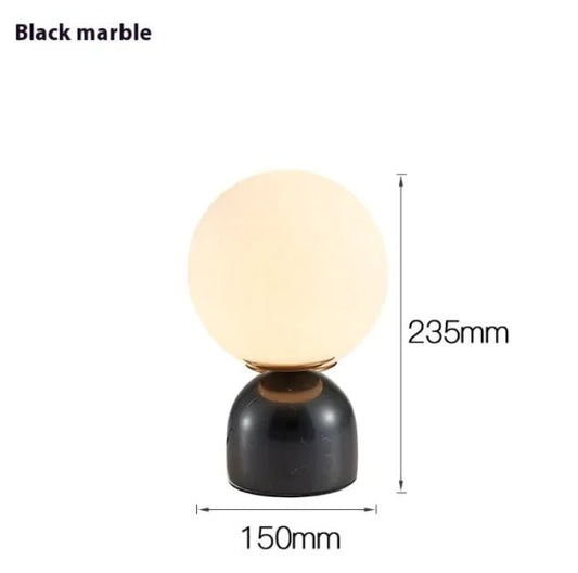 Marblis Sphere Table Lamp – Frosted Glass Dome with Marble Base