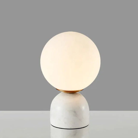Marblis Sphere Table Lamp – Frosted Glass Dome with Marble Base