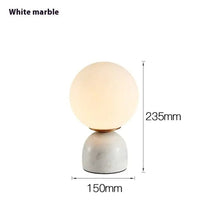 Marblis Sphere Table Lamp – Frosted Glass Dome with Marble Base
