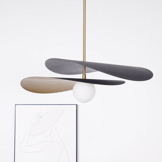 Olivia Pendant Light with frosted glass globe and modern brass finish 