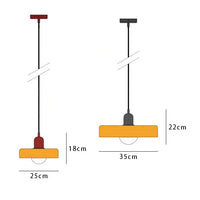Measurement chart of a pendant light with dimensions labeled.