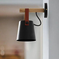 Scandinavian Wood & Leather Wall Sconce - goldenlumen